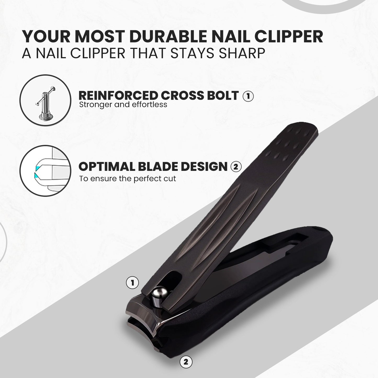 Black Stainless Steel Nail Clippers with Catcher