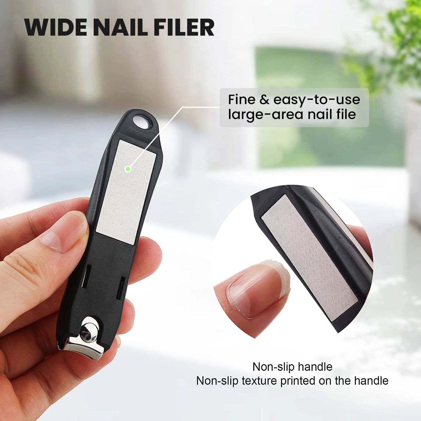 Black Stainless Steel Nail Clippers with Catcher